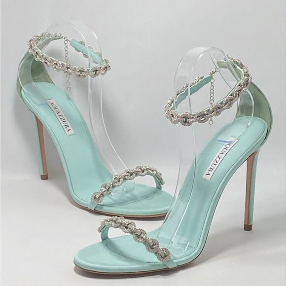 Aquazzura Love Link 105mm Embellished Sandals size 41 - Picture 2 of 16